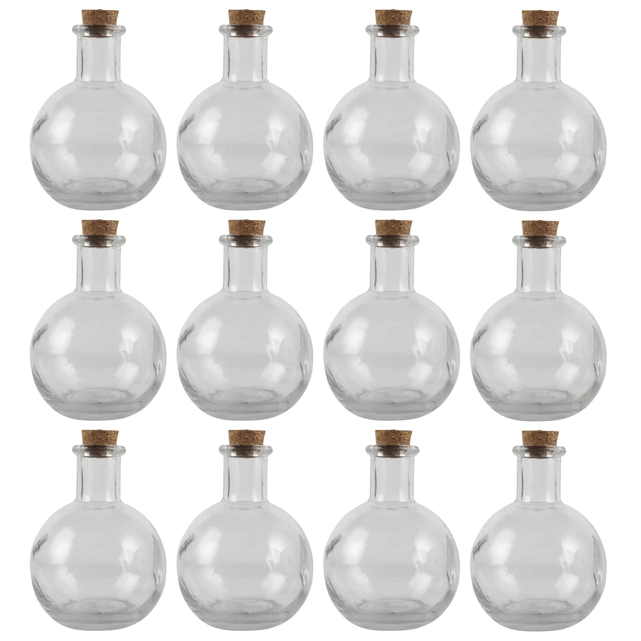 12 Pcs Spherical Glass Bottles with Cork 8.5 oz Round Potion Bottles Clear  Ha